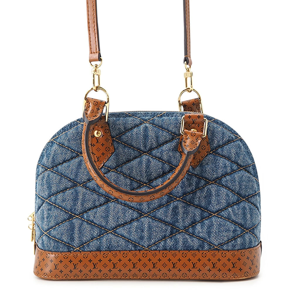 Louis Vuitton Alma Handbag Denim Textile Maltage Shoulder Bag Monogram